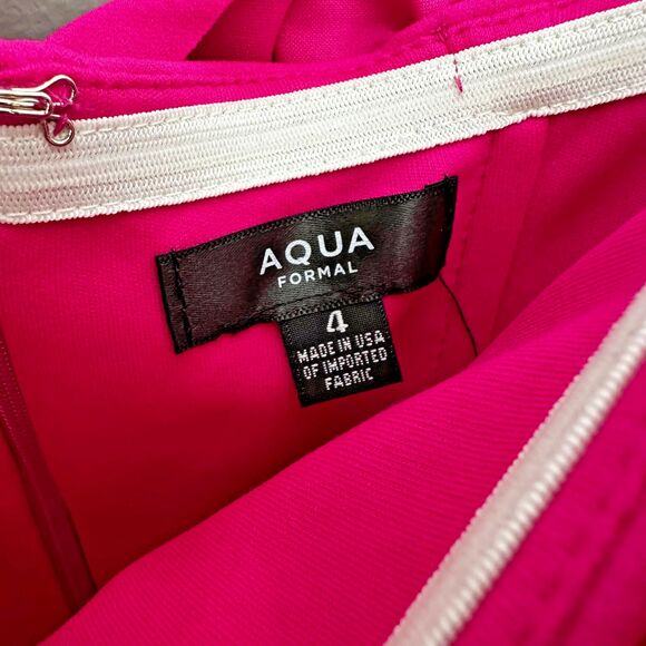 Nwt Aqua Formal Off the Shoulder Fuschia Ruffle Dress Womens Sz 4 Bloomingdales - Picture 5 of 5